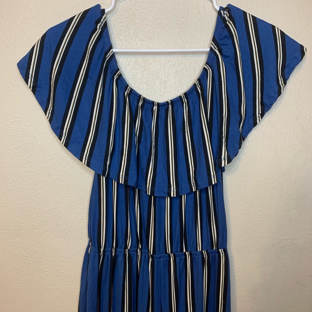 Blue stripped jump suit